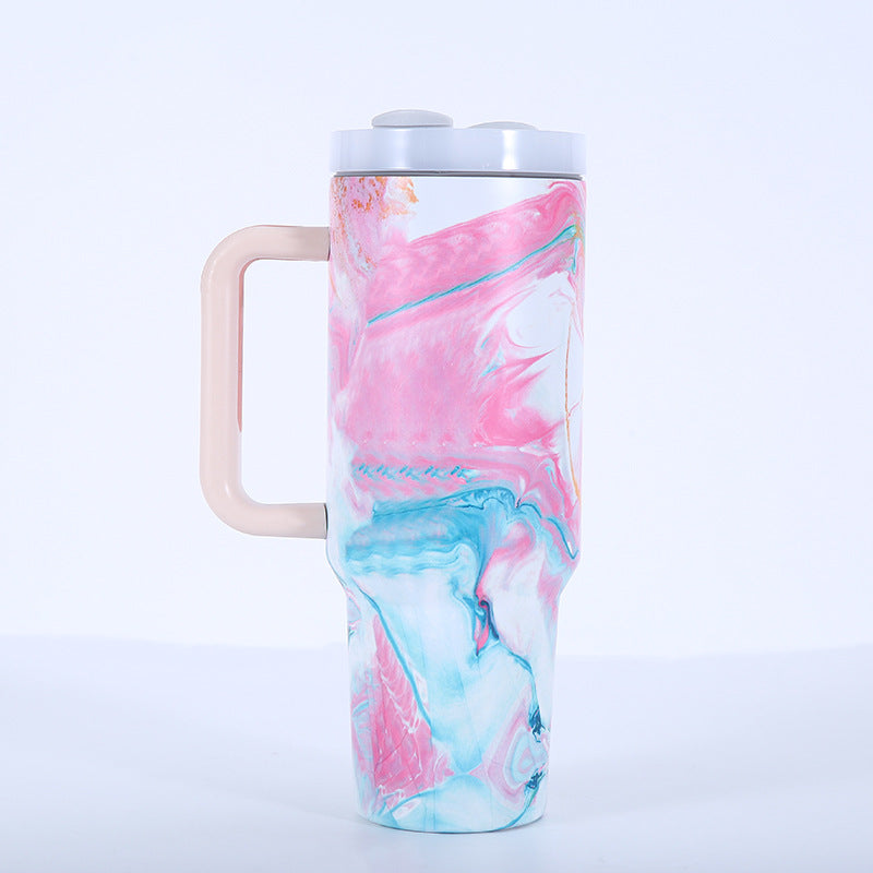 Wholesale Tumbler 40oz Stainless Steel Camouflage Leopard Print Car Portable Straw Thermos Cup Ice Bullies Cup